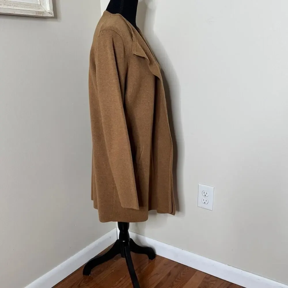 J.Crew Cardigan Sweater Open Front Longline Blazer Tan Size L